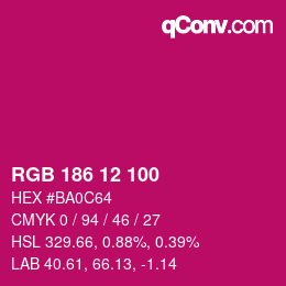 Color code: RGB 186 12 100 | qconv.com