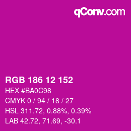 Color code: RGB 186 12 152 | qconv.com