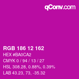 Color code: RGB 186 12 162 | qconv.com