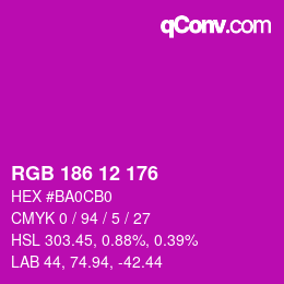 Color code: RGB 186 12 176 | qconv.com