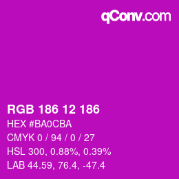 Color code: RGB 186 12 186 | qconv.com
