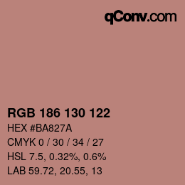 Color code: RGB 186 130 122 | qconv.com