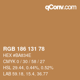 Color code: RGB 186 131 78 | qconv.com