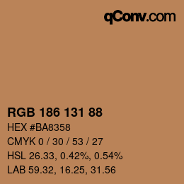 Color code: RGB 186 131 88 | qconv.com