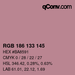 Color code: RGB 186 133 145 | qconv.com