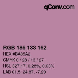 Color code: RGB 186 133 162 | qconv.com