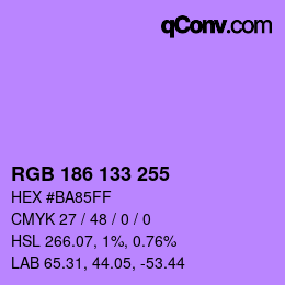 Color code: RGB 186 133 255 | qconv.com