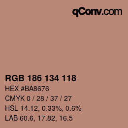 颜色代码: RGB 186 134 118 | qconv.com