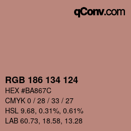 Color code: RGB 186 134 124 | qconv.com
