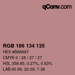 Color code: RGB 186 134 135 | qconv.com