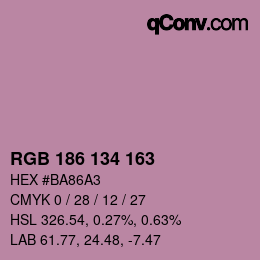 Color code: RGB 186 134 163 | qconv.com