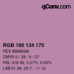 Color code: RGB 186 134 170 | qconv.com