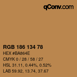 Color code: RGB 186 134 78 | qconv.com