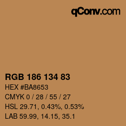 Color code: RGB 186 134 83 | qconv.com