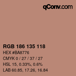 Código de color: RGB 186 135 118 | qconv.com