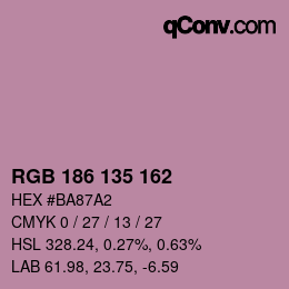 カラーコード: RGB 186 135 162 | qconv.com