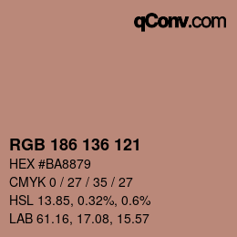 Color code: RGB 186 136 121 | qconv.com