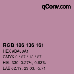 Color code: RGB 186 136 161 | qconv.com