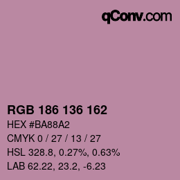 Color code: RGB 186 136 162 | qconv.com