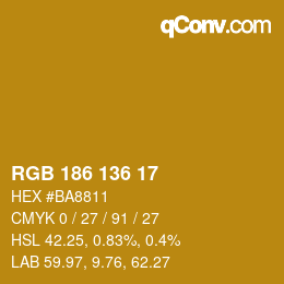 Color code: RGB 186 136 17 | qconv.com