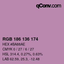 Color code: RGB 186 136 174 | qconv.com
