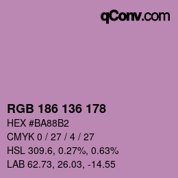 Color code: RGB 186 136 178 | qconv.com