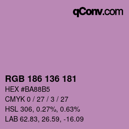 カラーコード: RGB 186 136 181 | qconv.com