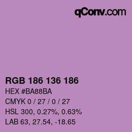 Color code: RGB 186 136 186 | qconv.com