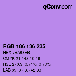 Color code: RGB 186 136 235 | qconv.com