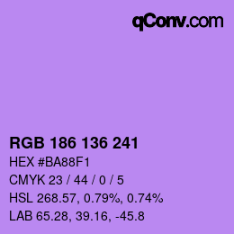 Color code: RGB 186 136 241 | qconv.com