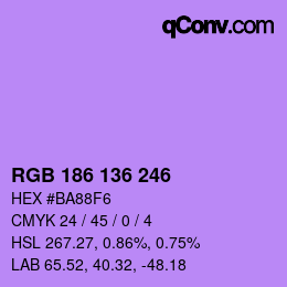 Color code: RGB 186 136 246 | qconv.com