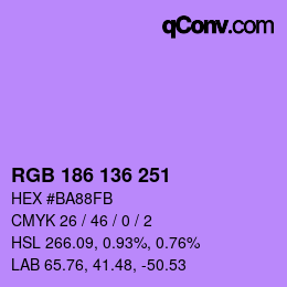 Color code: RGB 186 136 251 | qconv.com