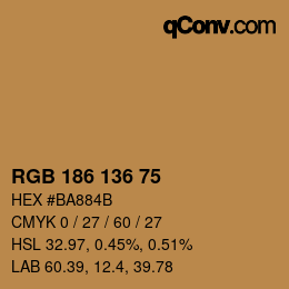 Color code: RGB 186 136 75 | qconv.com