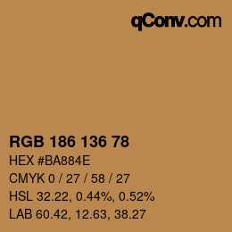 Color code: RGB 186 136 78 | qconv.com