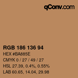Color code: RGB 186 136 94 | qconv.com