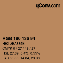 Color code: RGB 186 136 94 | qconv.com