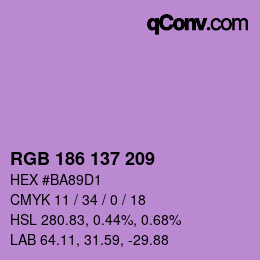 Color code: RGB 186 137 209 | qconv.com