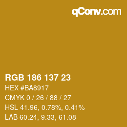 Farbcode: RGB 186 137 23 | qconv.com