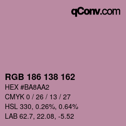 Color code: RGB 186 138 162 | qconv.com
