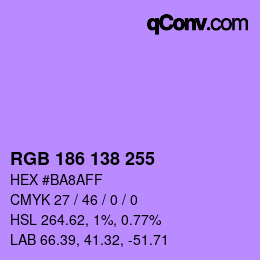 カラーコード: RGB 186 138 255 | qconv.com