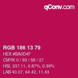 Color code: RGB 186 13 79 | qconv.com