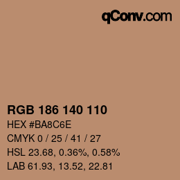 颜色代码: RGB 186 140 110 | qconv.com