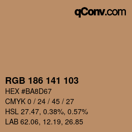 Color code: RGB 186 141 103 | qconv.com