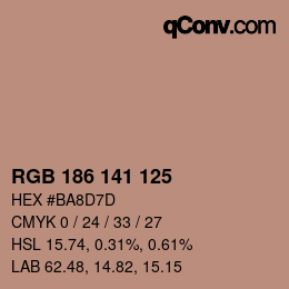 Farbcode: RGB 186 141 125 | qconv.com