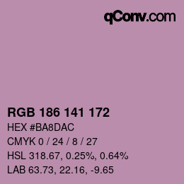 Color code: RGB 186 141 172 | qconv.com