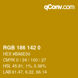 Color code: RGB 186 142 0 | qconv.com
