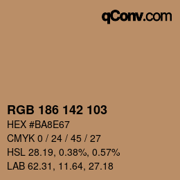 Color code: RGB 186 142 103 | qconv.com