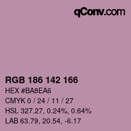 Color code: RGB 186 142 166 | qconv.com