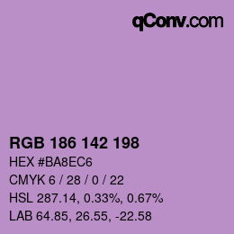 Color code: RGB 186 142 198 | qconv.com