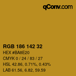 Color code: RGB 186 142 32 | qconv.com